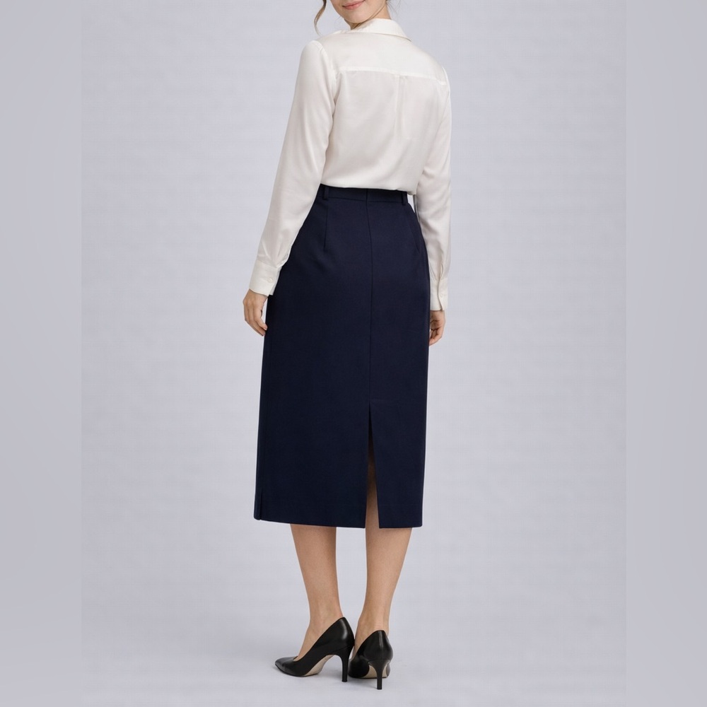 Vintage Navy Pencil Midi Skirt
